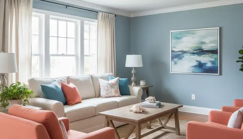 Freshly painted Virginia Beach living room with smooth interior finishes by expert house painters