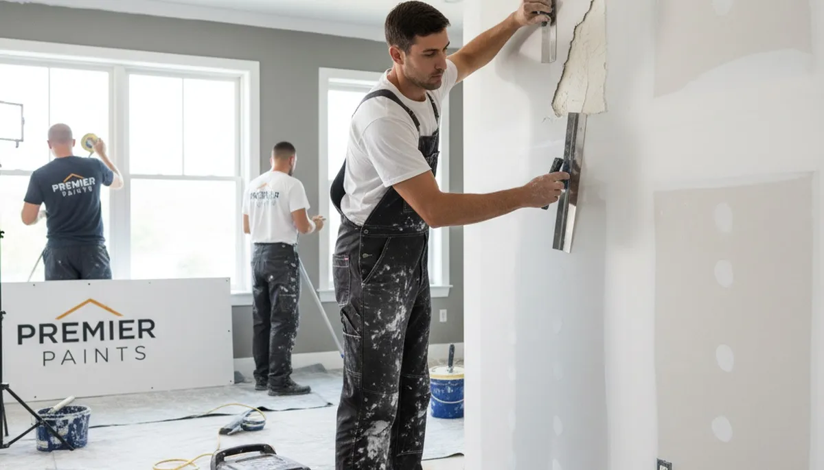 Professional drywall repair and wall restoration in Virginia Beach, VA home by expert painters