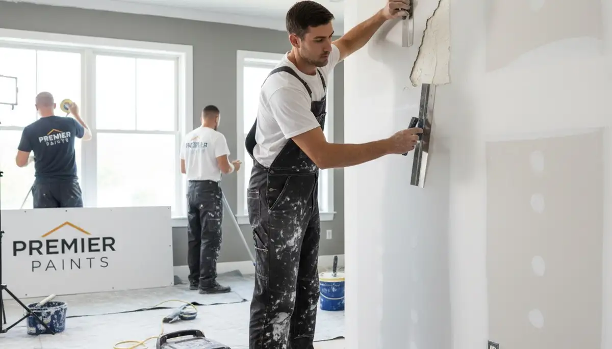 Professional drywall repair and wall restoration in Virginia Beach, VA home by expert painters