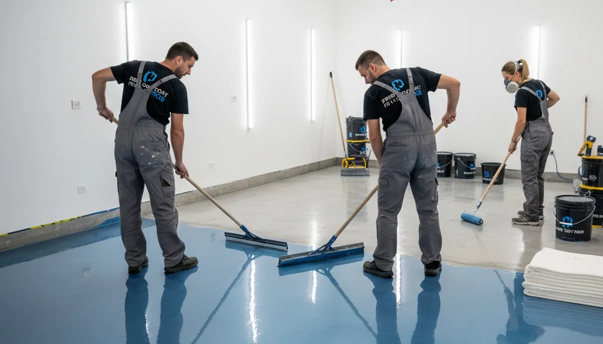 Epoxy floor coating in Virginia Beach VA garage by pro house painters for durable, glossy finish