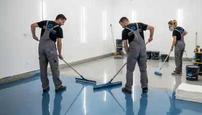 Epoxy floor coating in Virginia Beach VA garage by pro house painters for durable, glossy finish
