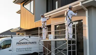 Professional gutter painting on coastal home in Virginia Beach VA for long-lasting salt air protection