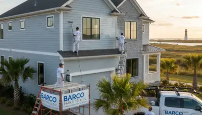 Professional house painters working on coastal home exterior in Virginia Beach VA