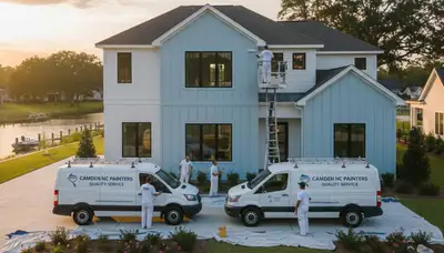 Professional house painters working on exterior home painting in Virginia Beach VA