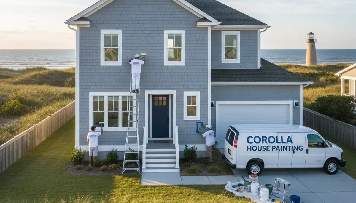Professional house painters working on exterior home in Virginia Beach VA