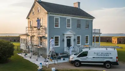 Professional house painters working on a residential exterior in Virginia Beach VA