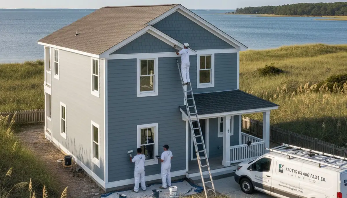 Professional house painters working on home exterior in Virginia Beach VA