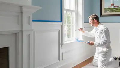 Expert interior trim painting with clean lines and detail in a Virginia Beach, VA home