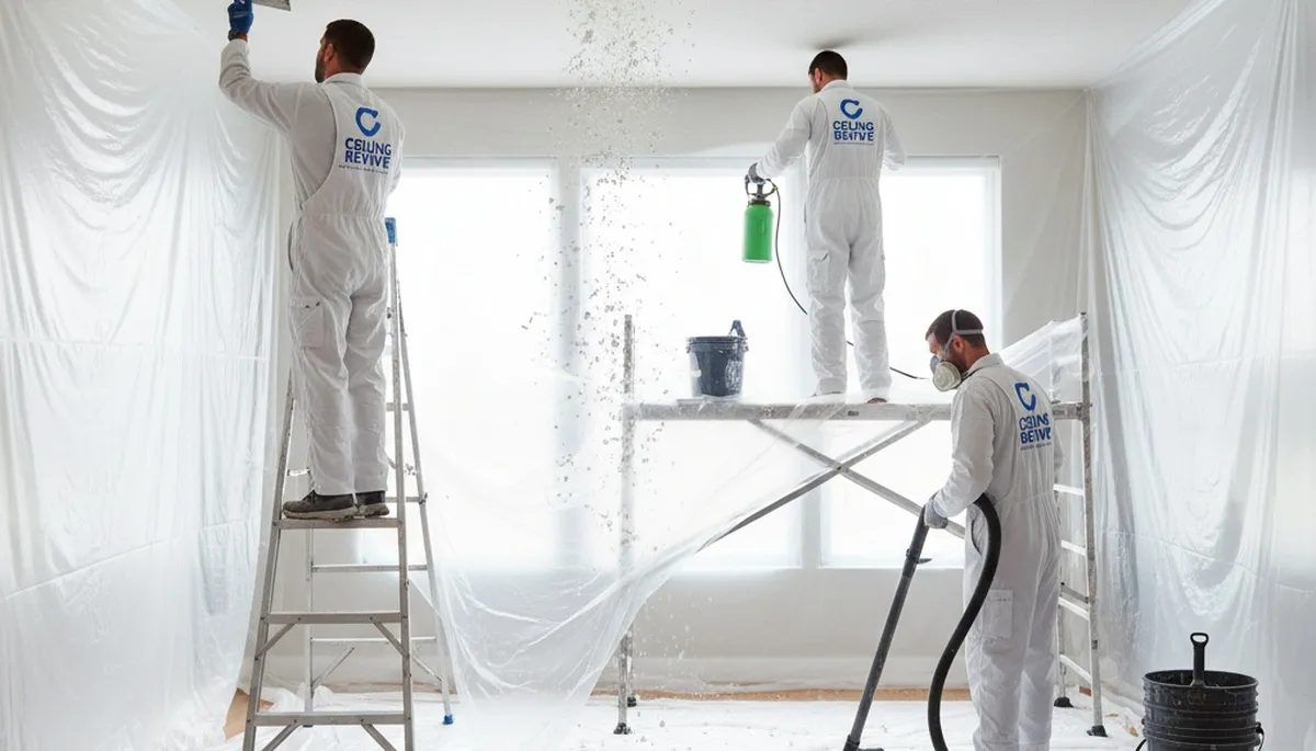 Professional popcorn ceiling removal in Virginia Beach VA home by expert painting contractors