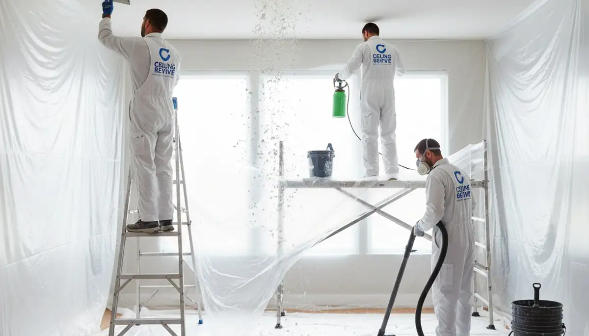 Professional popcorn ceiling removal in Virginia Beach VA home by expert painting contractors