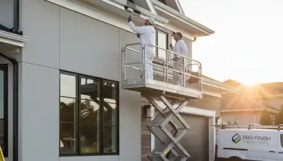 Professional trim and fascia painting on coastal home in Virginia Beach, VA by expert house painters