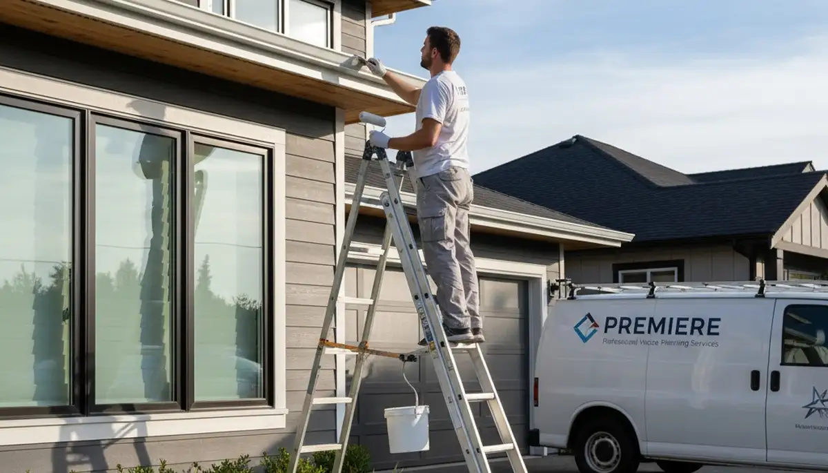 Professional trim and fascia painting on coastal home in Virginia Beach, VA by expert house painters