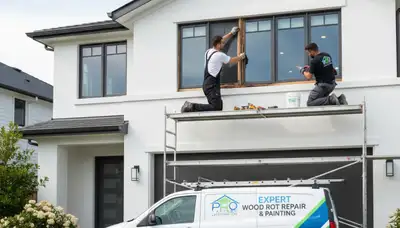 Professional wood rot repair on Virginia Beach VA home exterior by expert house painters